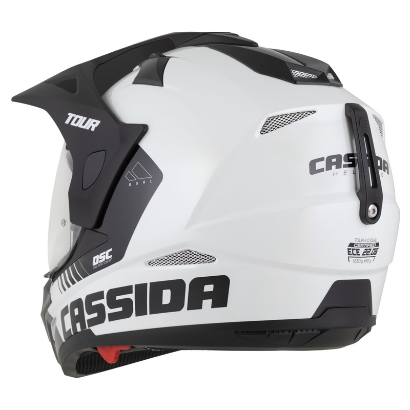 Casque Enduro Cassida Tour 2.0 Dual blanc-noir avec visière noire mate