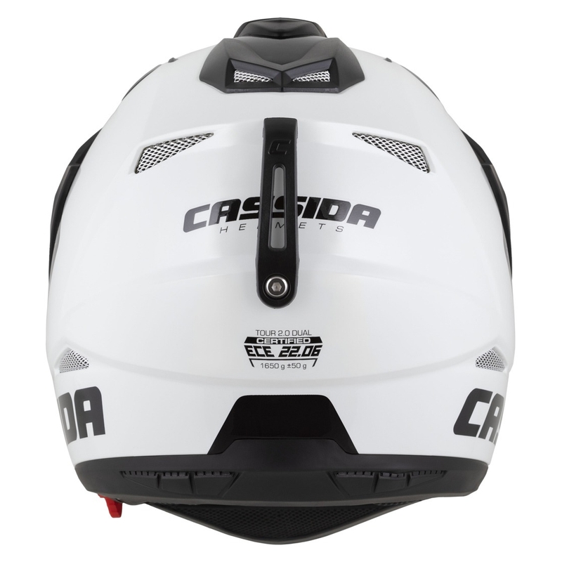 Casque Enduro Cassida Tour 2.0 Dual blanc-noir avec visière noire mate
