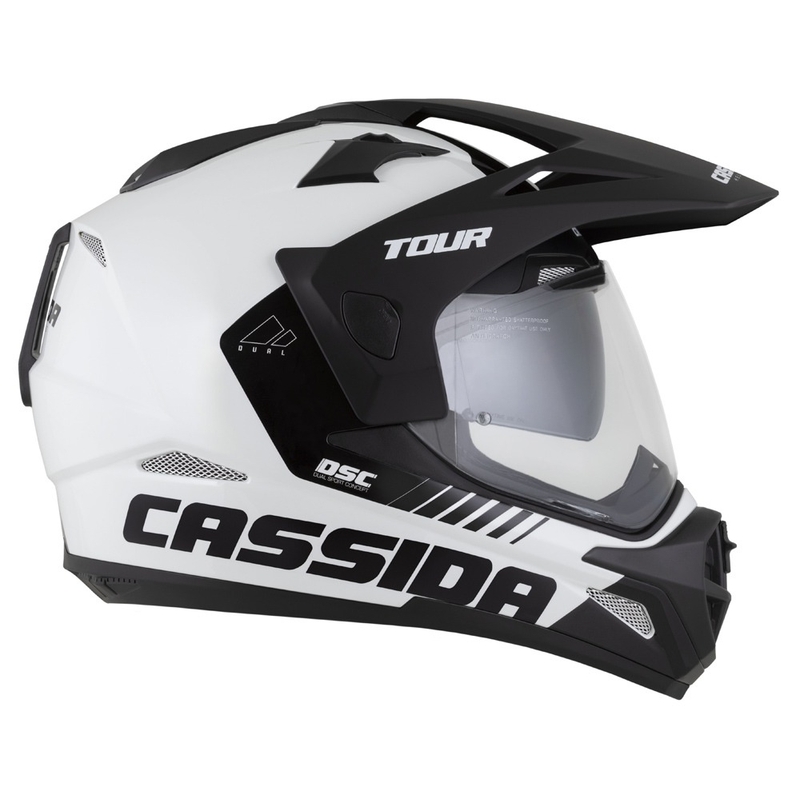 Casque Enduro Cassida Tour 2.0 Dual blanc-noir avec visière noire mate