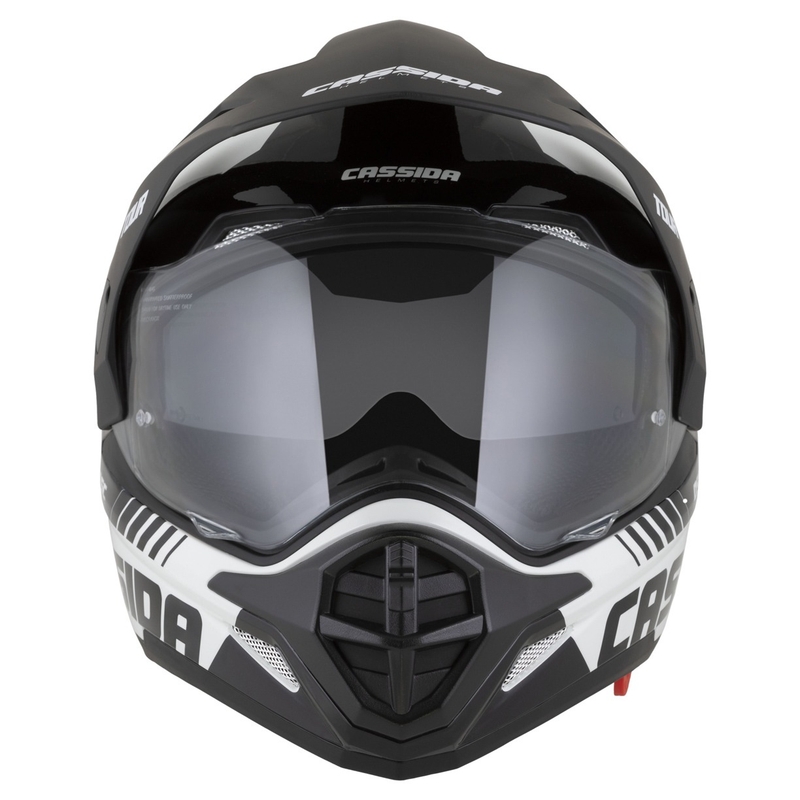 Casque Enduro Cassida Tour 2.0 Dual blanc-noir avec visière noire mate