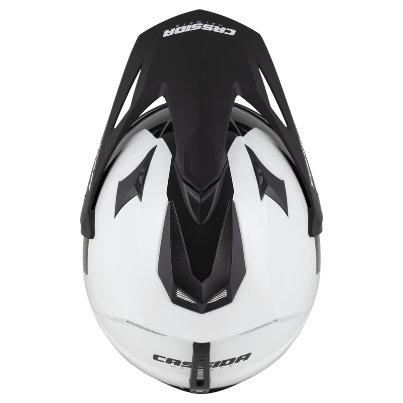 Casque Enduro Cassida Tour 2.0 Dual blanc-noir avec visière noire mate