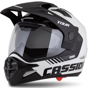 Casque Enduro Cassida Tour 2.0 Dual blanc-noir avec visière noire mate
