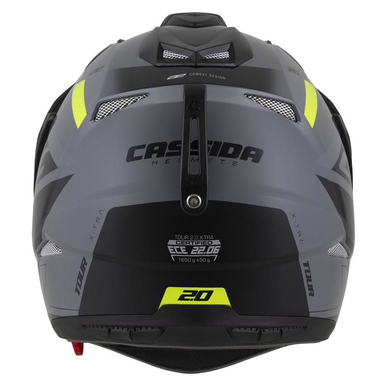Casque Enduro Cassida Tour 2.0 X-tra gris-jaune fluo-noir avec visière noire mate