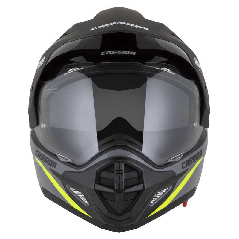 Casque Enduro Cassida Tour 2.0 X-tra gris-jaune fluo-noir avec visière noire mate