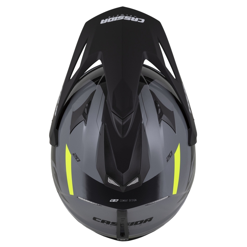 Casque Enduro Cassida Tour 2.0 X-tra gris-jaune fluo-noir avec visière noire mate