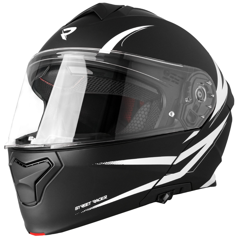 Casque moto modulable Street Racer Fury noir mat-blanc