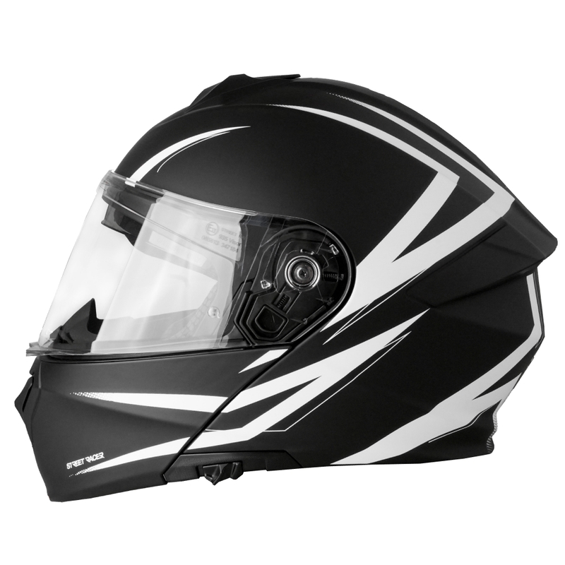 Casque moto modulable Street Racer Fury noir mat-blanc