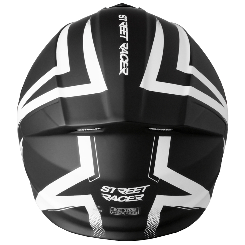Casque moto modulable Street Racer Fury noir mat-blanc
