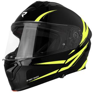 Casque moto modulable Street Racer Fury noir-jaune fluo