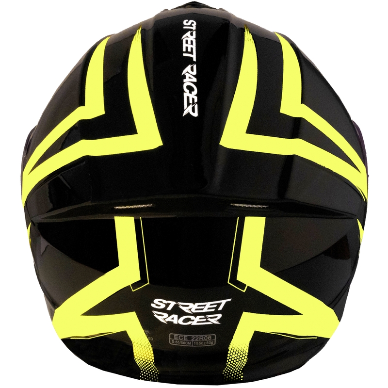 Casque moto modulable Street Racer Fury noir-jaune fluo