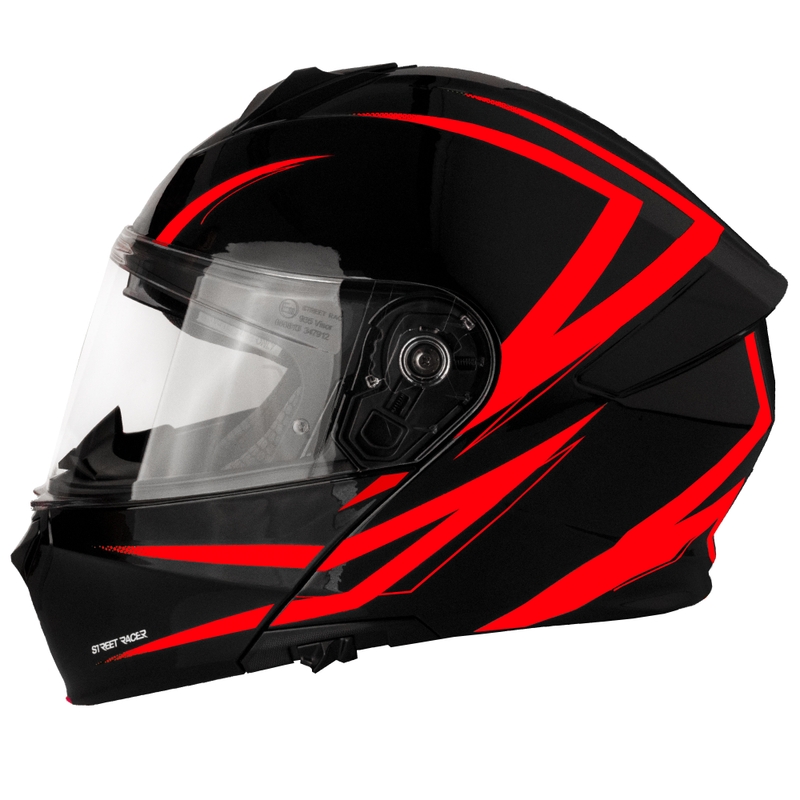 Casque moto modulable Street Racer Fury noir-rouge