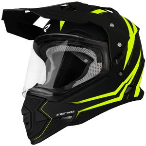 Casque moto Enduro Street Racer Ignite noir mat-jaune fluo