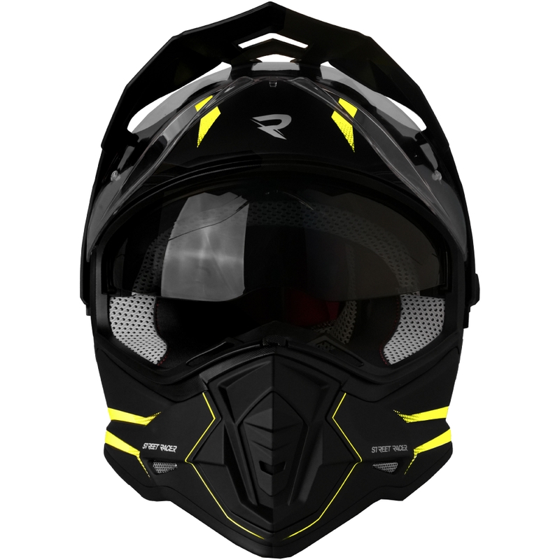 Casque de moto enduro Street Racer Ignite noir mat-jaune fluo