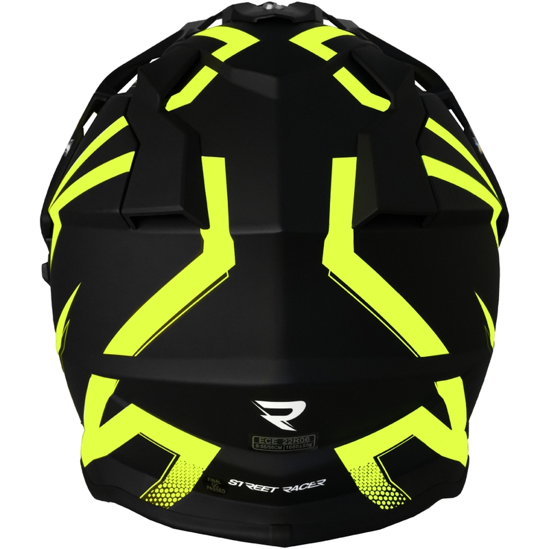 Casque de moto enduro Street Racer Ignite noir mat-jaune fluo