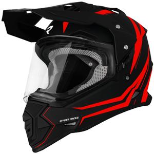 Casque moto Enduro Street Racer Ignite noir mat-rouge