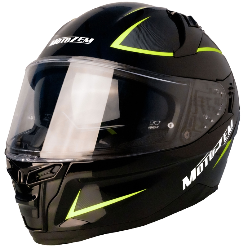 Casque moto intégral Motozem Guardian noir-jaune