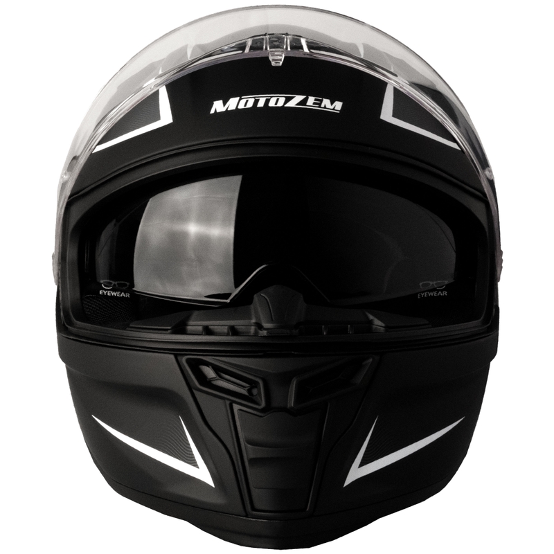 Casque moto intégral Motozem Guardian noir mat-blanc-gris
