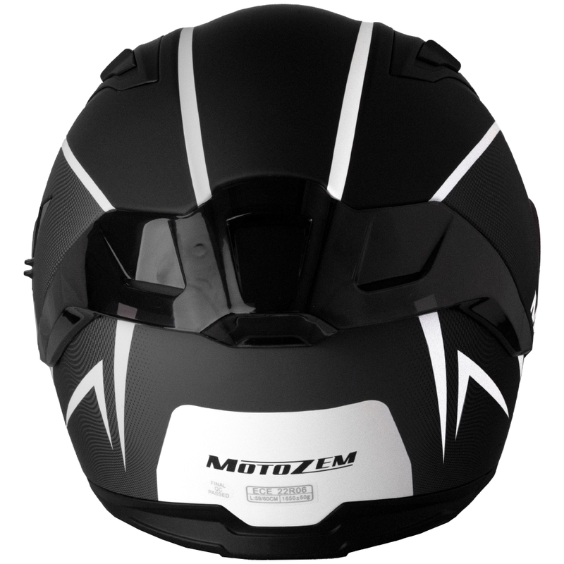Casque moto intégral Motozem Guardian noir mat-blanc-gris