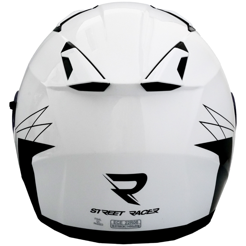 Casque moto ouvert Street Racer Sonic blanc brillant-noir
