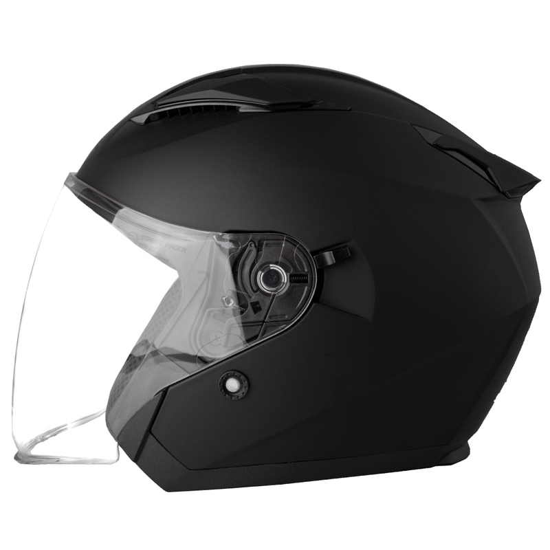 Casque de moto ouvert Street Racer Sonic noir mat