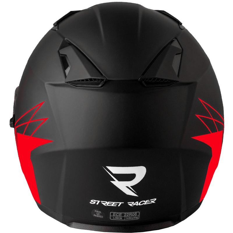 Casque de moto ouvert Street Racer Sonic noir mat-rouge