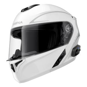 Casque moto modulable avec heatset SENA Outrush R blanc brillant