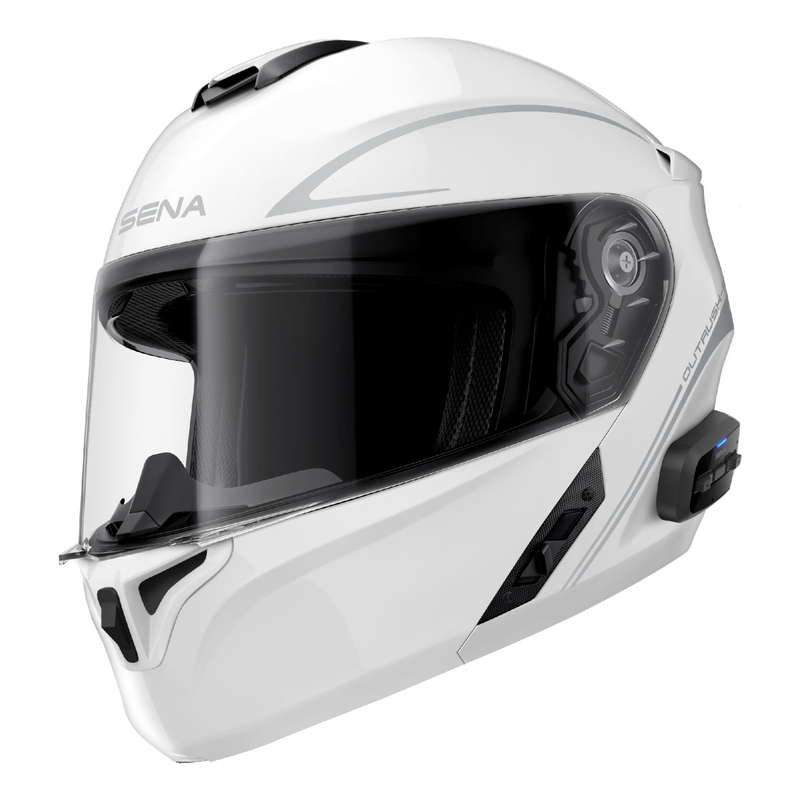 Casque moto modulable avec écouteur SENA Outrush R blanc brillant
