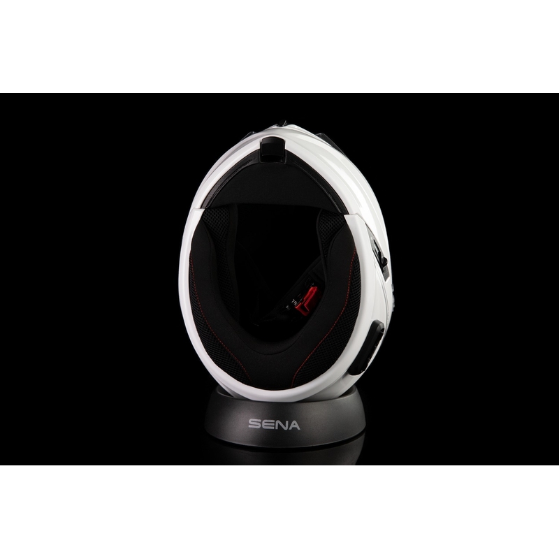 Casque moto modulable avec écouteur SENA Outrush R blanc brillant