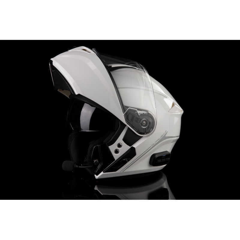 Casque moto modulable avec écouteur SENA Outrush R blanc brillant