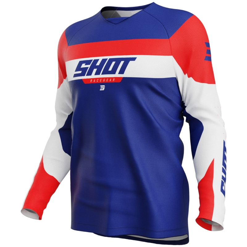 Maillot motocross enfant Shot Draw League bleu-rouge