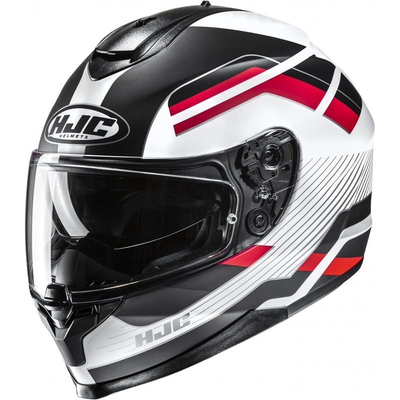 Casque moto intégral HJC C70N Belis MC1SF noir-blanc-rouge