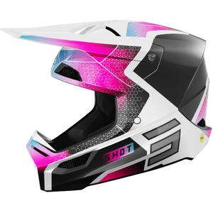 Casque cross Shot Race Phaser perle noir-bleu-rose