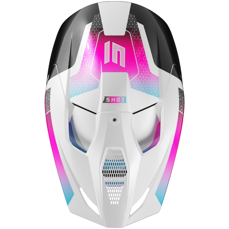 Casque cross Shot Race Phaser perle noir-bleu-rose