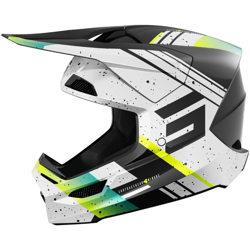 Casque cross Shot Furious Mirage bleu-jaune fluo