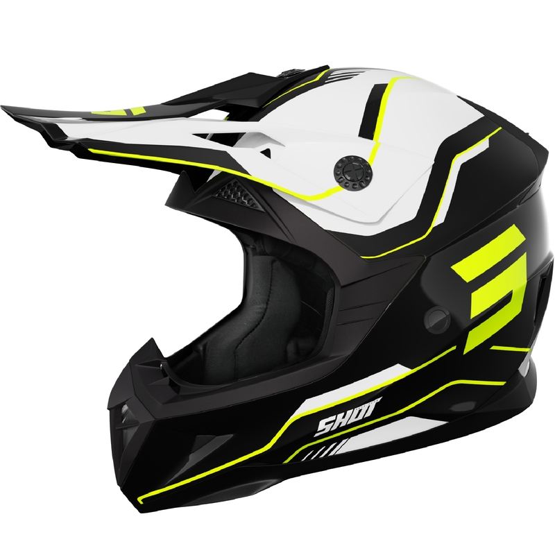 Casque motocross enfant Shot Pulse Lines noir-jaune fluo