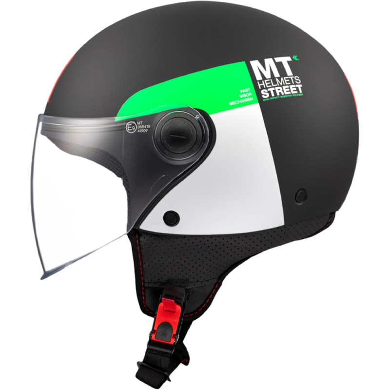 Casque moto ouvert MT STREET INBOARD D6 noir-vert mat