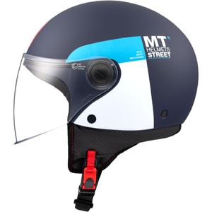 Casque moto ouvert MT STREET INBOARD C7 bleu mat-blanc