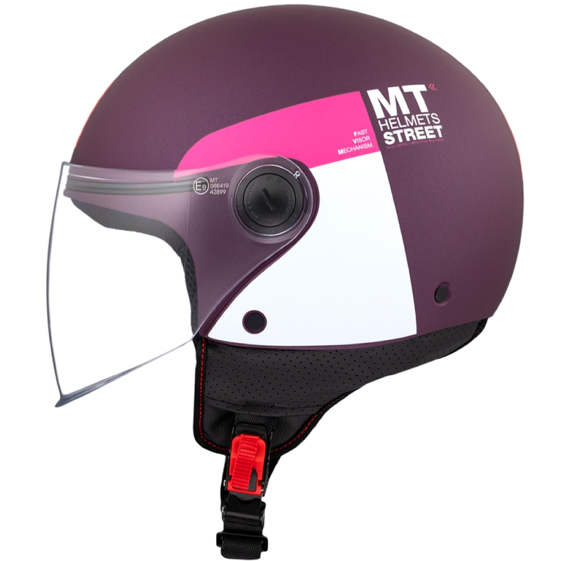 Casque moto ouvert MT STREET INBOARD C8 mat violet-rose