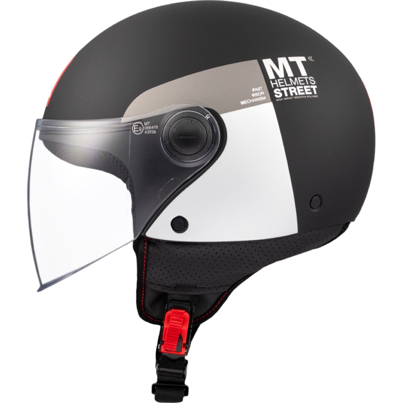 Casque moto jet MT STREET INBOARD D2 noir mat-argent