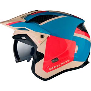 MT District SV Analog D7 casque moto open trial rouge-bleu-beige