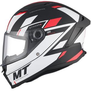 MT Stinger 2 Solid Zivze casque moto intégral blanc-noir-rouge matt
