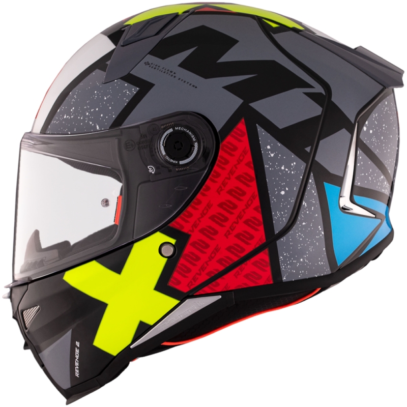 MT REVENGE 2 S Light CO casque moto intégral noir-rouge-jaune brillant