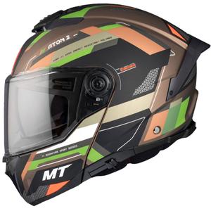 Casque moto MT ATOM 2 SV BAST A6 brun mat-noir-vert