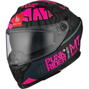MT BRAKER SV PUNK RIDER B8 casque moto intégral noir et rose