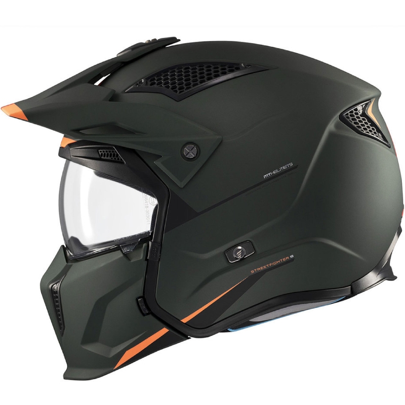Casque jet avec masque MT Streetfighter SV S Solid A6 vert mat
