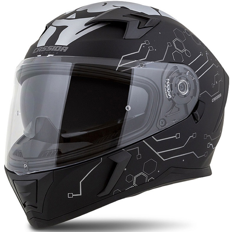 Casque moto intégral Cassida 3.0 Hack Vision gris-argent-noir mat soldes