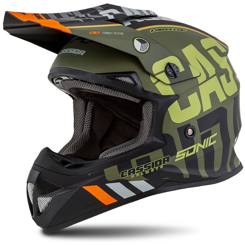 Cassida Cross Cup Sonic motocross helmet orange-vert matt