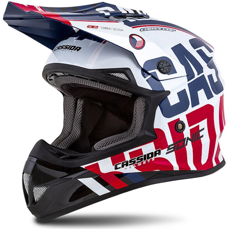 Casque de motocross Cassida Cross Cup Sonic rouge-bleu-blanc