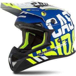 Casque de motocross Cassida Cross Cup Sonic fluo jaune-bleu matt