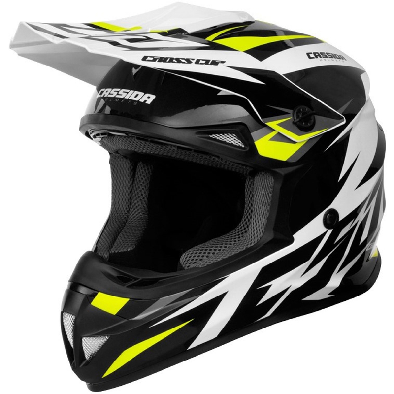 Cassida Cross Cup Two Motocross Helmet noir-blanc-gris-jaune fluo